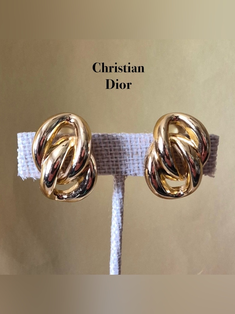 Celine Gold Interlocking Knot Clip-On Earrings - Picture 1 of 5